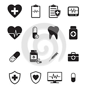 Medical icons collection. Black and simple. Vector set.