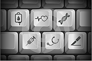 Medical Icons on Computer Keyboard Buttons