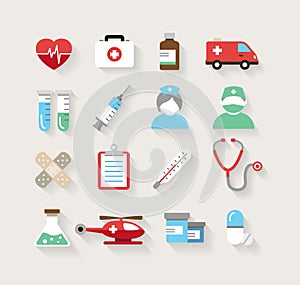 Medical Icons in Flat Design Style