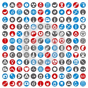 Medical icons set, 144 medical vector signs collection.