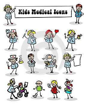 Medical icons set,kids