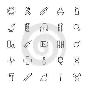 Medical icons set in line style. Modern design icon, symbol or logo