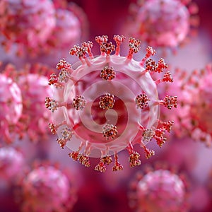 Medical illustration COVID 19 virus cells, respiratory pathogen, 3D rendering