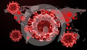 medical illustration group of Corona virus world map background , 3D-rendering