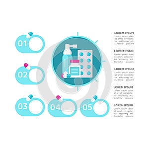 Medical infographic chart design template. Medicine industry. Abstract vector infochart with blank copy spaces. Instructional