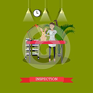 Medical inspection in vet clinic concept vector illustration, flat design