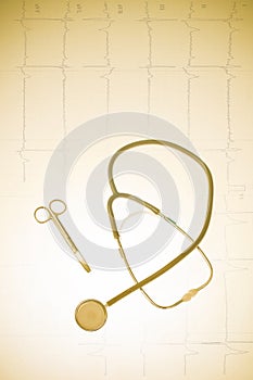 Medical instruments and ekg background