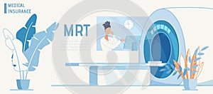 Medical Insurance Ad Flat Banner with MRT Machine