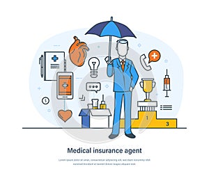 Medical insurance agent healthcare, life protection business concept