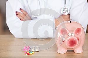 Medical insurance and health care money concept