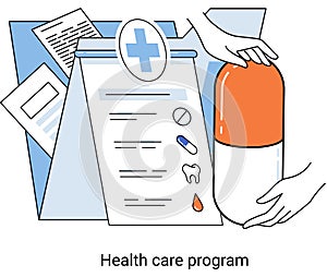 Medical insurance health care program hospital services. Online medical services protection medicine