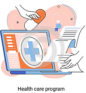 Medical insurance health care program hospital services. Online medical services protection medicine
