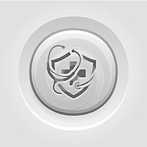 Medical Insurance Icon. Grey Button Design