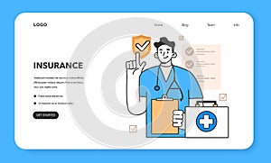 Medical insurance web banner or landing page. Security of health