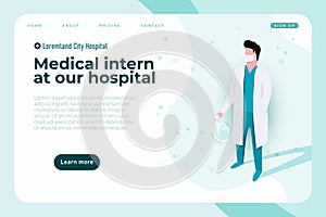 Medical internship banner concept, medical themed landing page