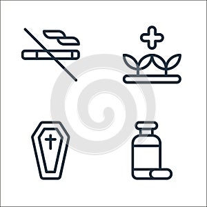 medical items line icons. linear set. quality vector line set such as drug, funeral, alternative medicine