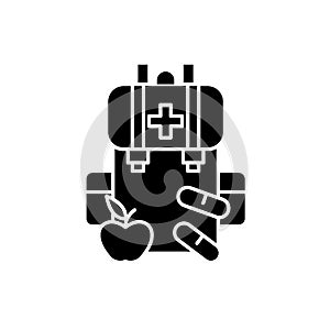 Medical kit black icon, vector sign on isolated background. Medical kit concept symbol, illustration