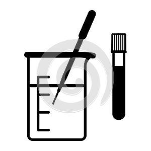 Medical laboratory glassware equipment icon