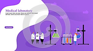 Medical laboratory research with science glass est tube vector illustration concept