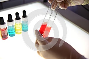 In the medical laboratory. Set of tubes and