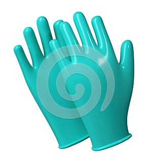 Medical latex gloves icon. Details turquoise 3d Rendering illustration Health care tool