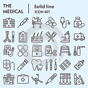 Medical line icon set. Health care collection, vector sketches, logo illustrations, web symbols, linear pictograms