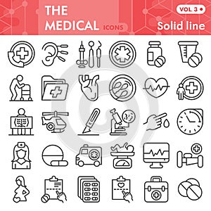 Medical line icon set, Health and healthcare symbols collection or sketches. Medicine linear style signs for web and app