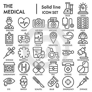 Medical line icon set, Health symbols collection or sketches. Medicine linear style signs for web and app. Vector