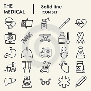 Medical line icon set, Health symbols set collection or vector sketches. Medicine signs set for computer web, the linear