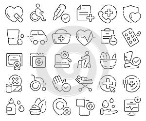 Medical line icons collection. Thin outline icons pack. Vector illustration eps10