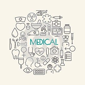 Medical line icons set and Background