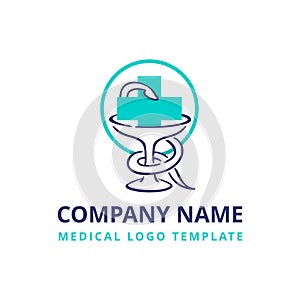 Medical logo - snake and bowl of hygieia photo