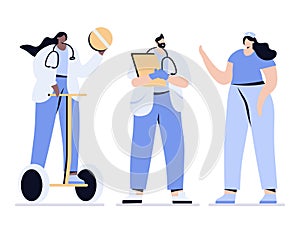medical man people vector doctors and nurses doctor on segway with tablet