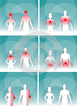 Medical man & woman, human body pain