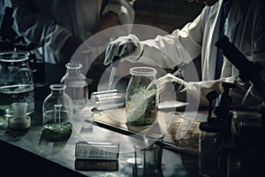 medical marijuana study, with scientists and researchers in lab setting, conducting experiments