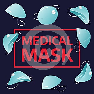 Medical mask advertising banner. Medical mask background. Vector illustration