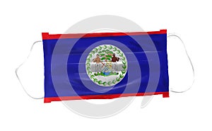 Medical mask with Belize flag pattern on white background, for corona or covid-19 virus ,safety breathing masks for virus