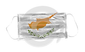 Medical mask with  Cyprus flag pattern on white background, for corona or covid-19 virus ,safety breathing masks for virus
