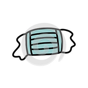 Medical mask doodle icon, vector illustration