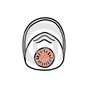 Medical mask doodle icon, vector illustration