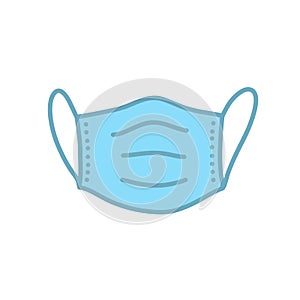 Medical mask doodle icon, vector illustration