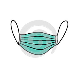 Medical mask doodle icon, vector illustration