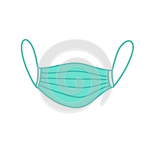Medical mask doodle icon, vector illustration