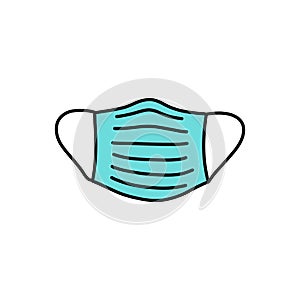 Medical mask doodle icon, vector illustration