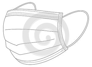 Medical mask isolated illustration black and white