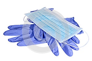 Medical mask on the latex gloves