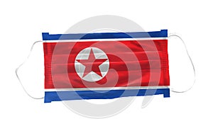 Medical mask with  North Korea flag pattern on white background, for corona or covid-19 virus ,safety breathing masks for virus