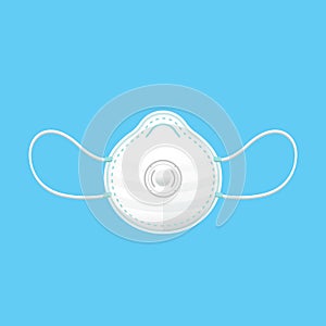 Medical mask or Protective mask isolated on blue background, Protective N95 mask, Mask respirator protect dust wearing outdoor air