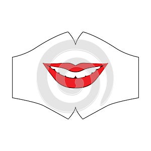 Medical mask with smile lips and teeths print photo