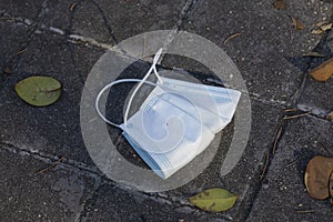 Medical mask used and thrown on the ground in Dr. Castelo street, Madrid